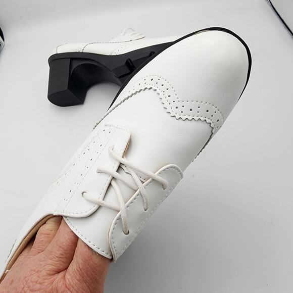 White‎ block Heal lace tie Oxford Shoes by Dadawen Ladies size 10.5 NWT - Picture 15 of 16